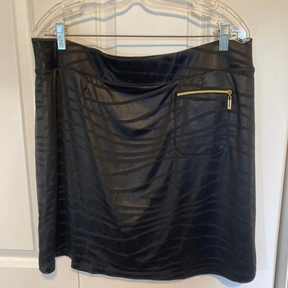#43Jamie Sadock Black with Gold Zippers Golf Skort, Size XL - Picture 2 of 9